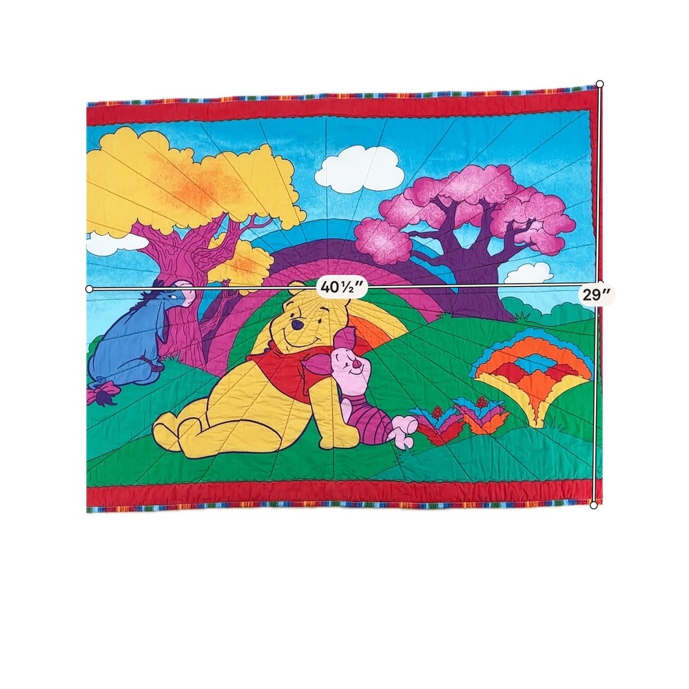 Disney Winnie the Pooh Quilt Baby Blanket Kalamazoo Log Cabin Quilters Rainbow‎